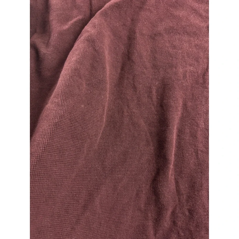 LL Bean Mens L Henley Shirt Red Waffle Knit Long Sleeve Cotton Granola Gorp